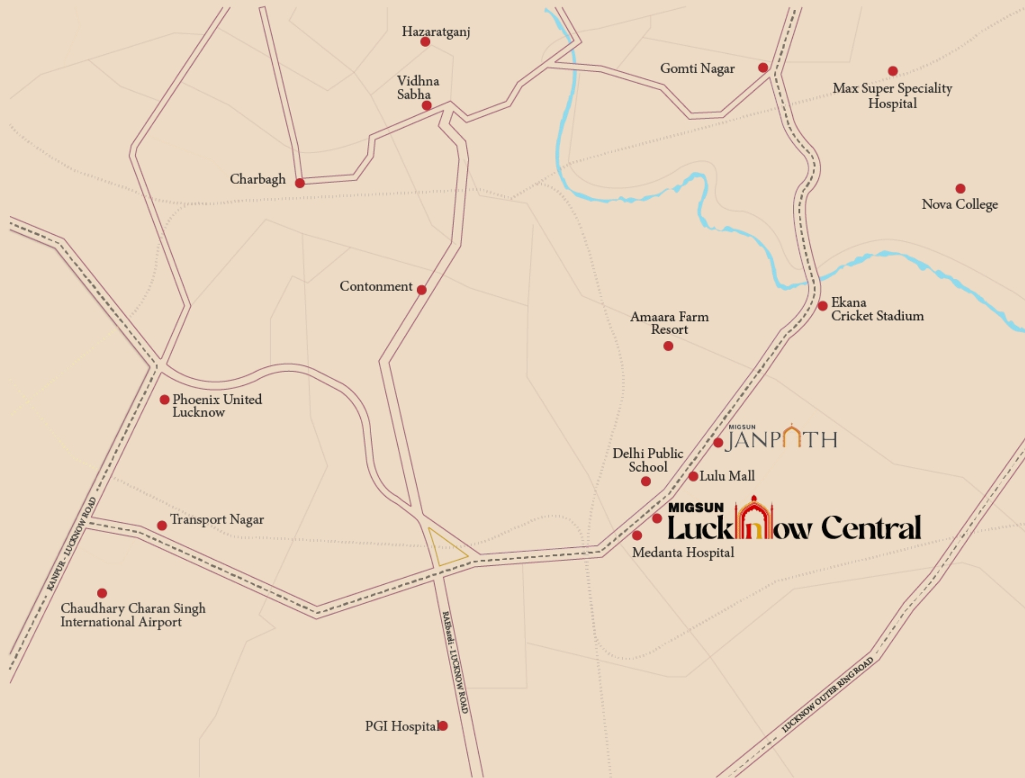 Migsun Lucknow Central Location Advantage